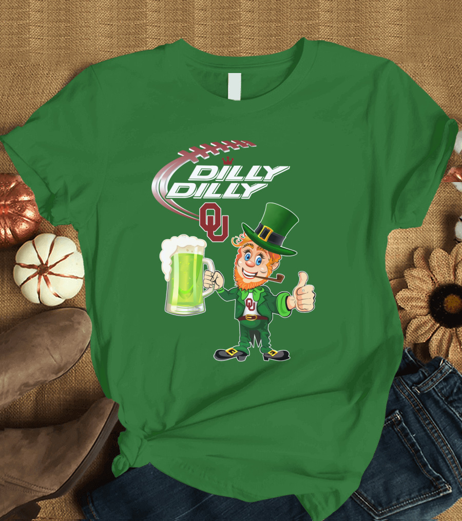 Dilly Dilly OU Football Green Beer Leprechaun T-Shirt