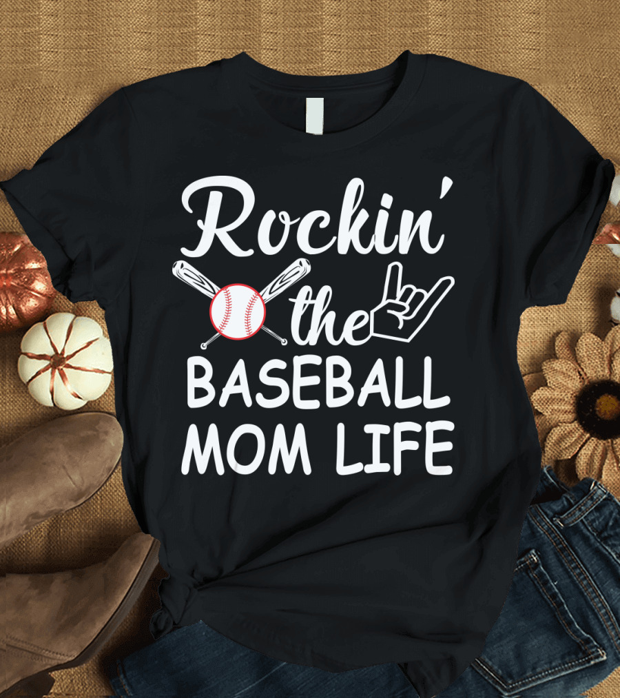 Rockin' The Baseball Mom Life With Bats And Ball T-Shirt