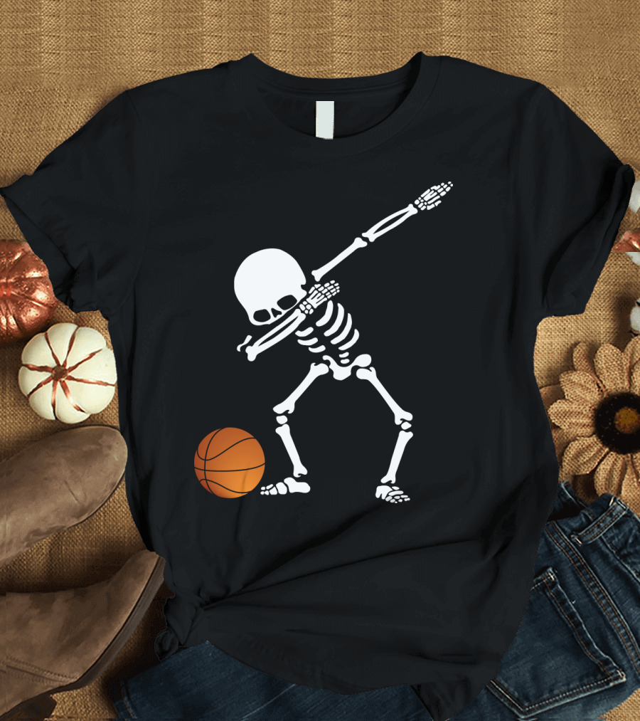 Basketball Skeleton Dabbing with Ball T-Shirt