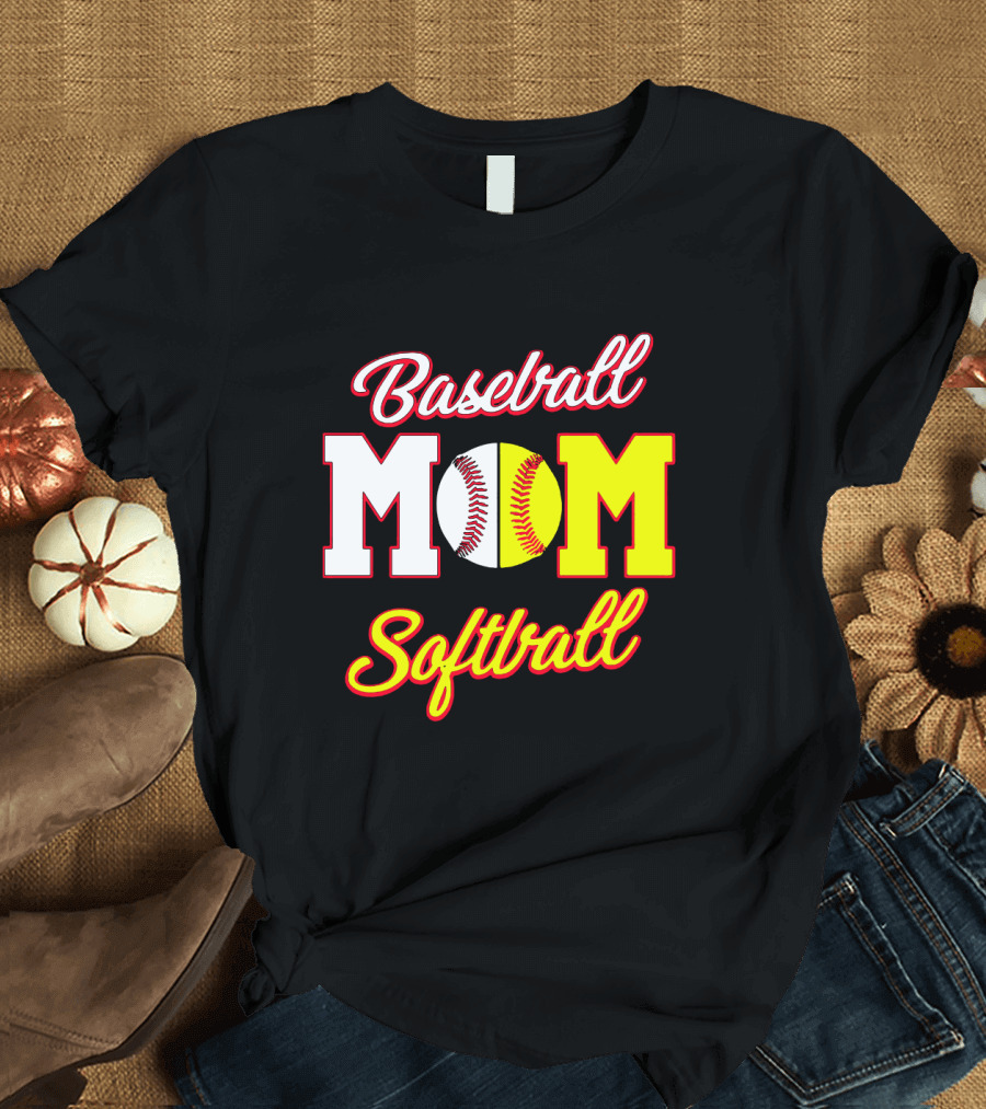 Baseball MOM Softball Split Ball T-Shirt