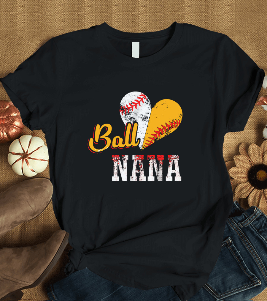 Ball Nana Baseball Heart T-Shirt