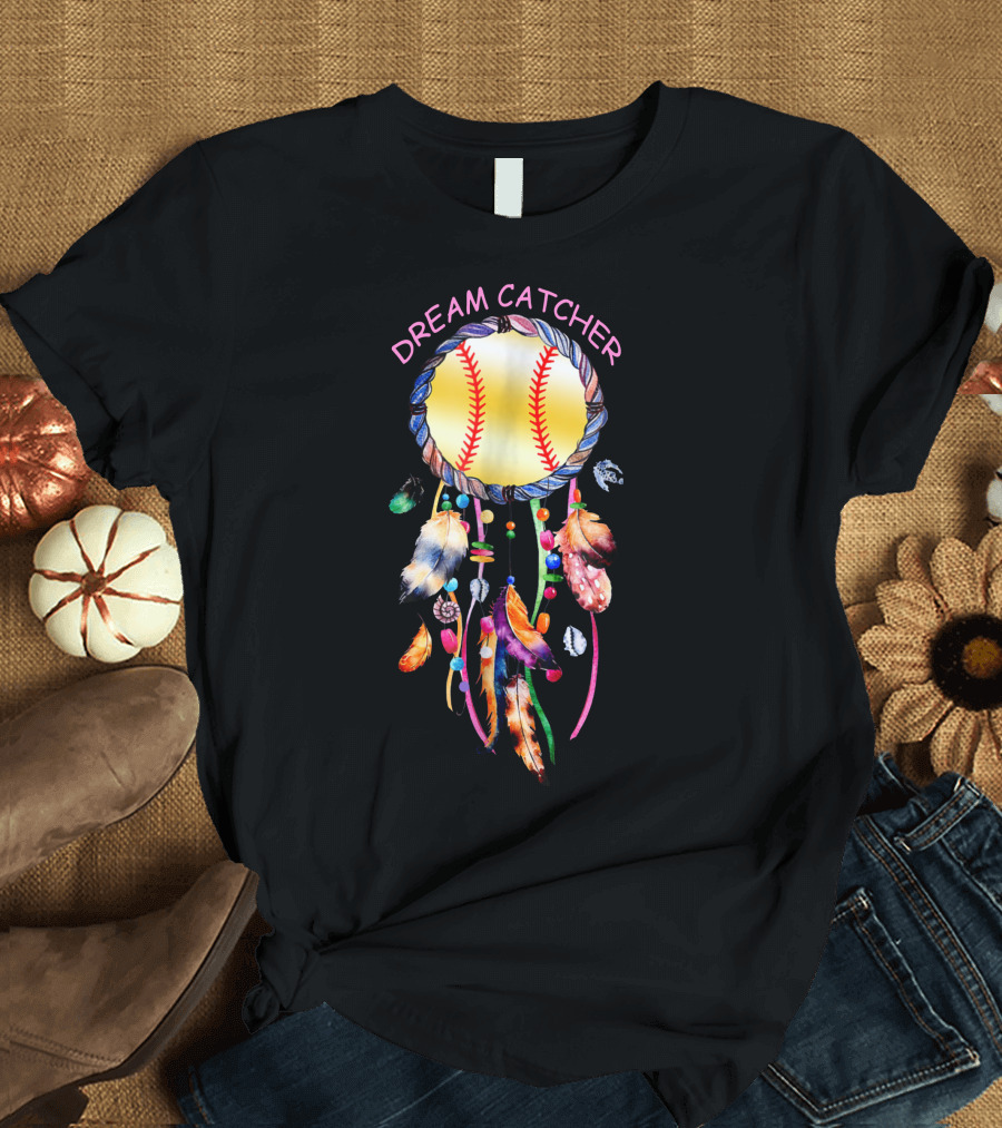 Dream Catcher Softball with Feather and Bead Accents T-Shirt