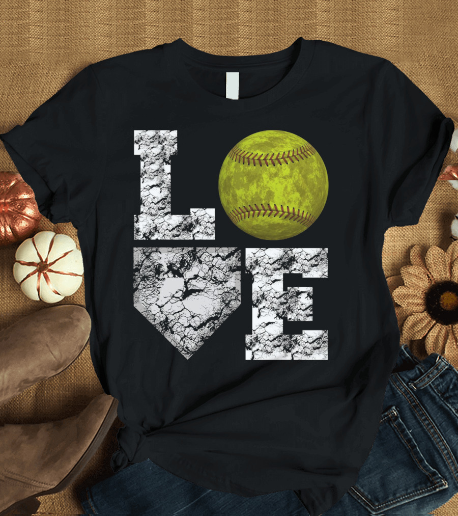 LOVE Softball Home Plate Grunge T-Shirt