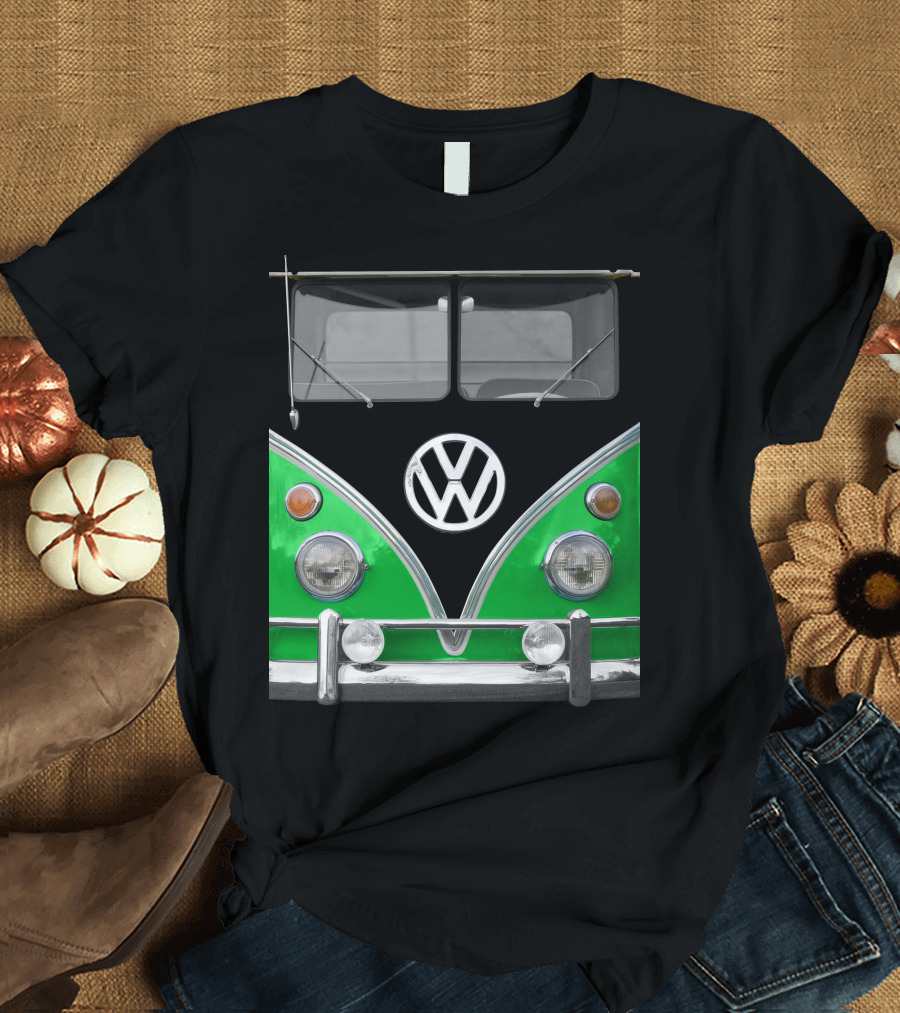 Volkswagen Bus Front Green Black T-Shirt