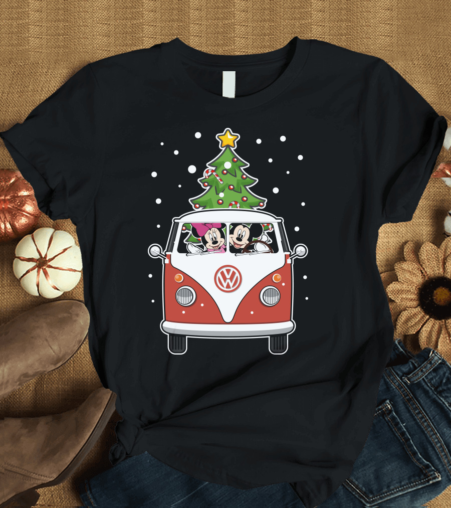Volkswagen Christmas Van with Mickey and Minnie T-Shirt