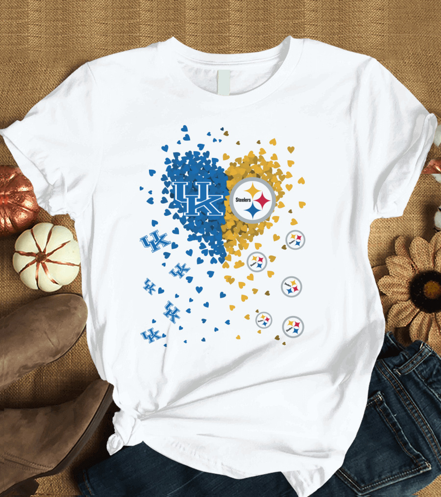 UK Wildcats Heart Steelers Logo Collaboration T-Shirt