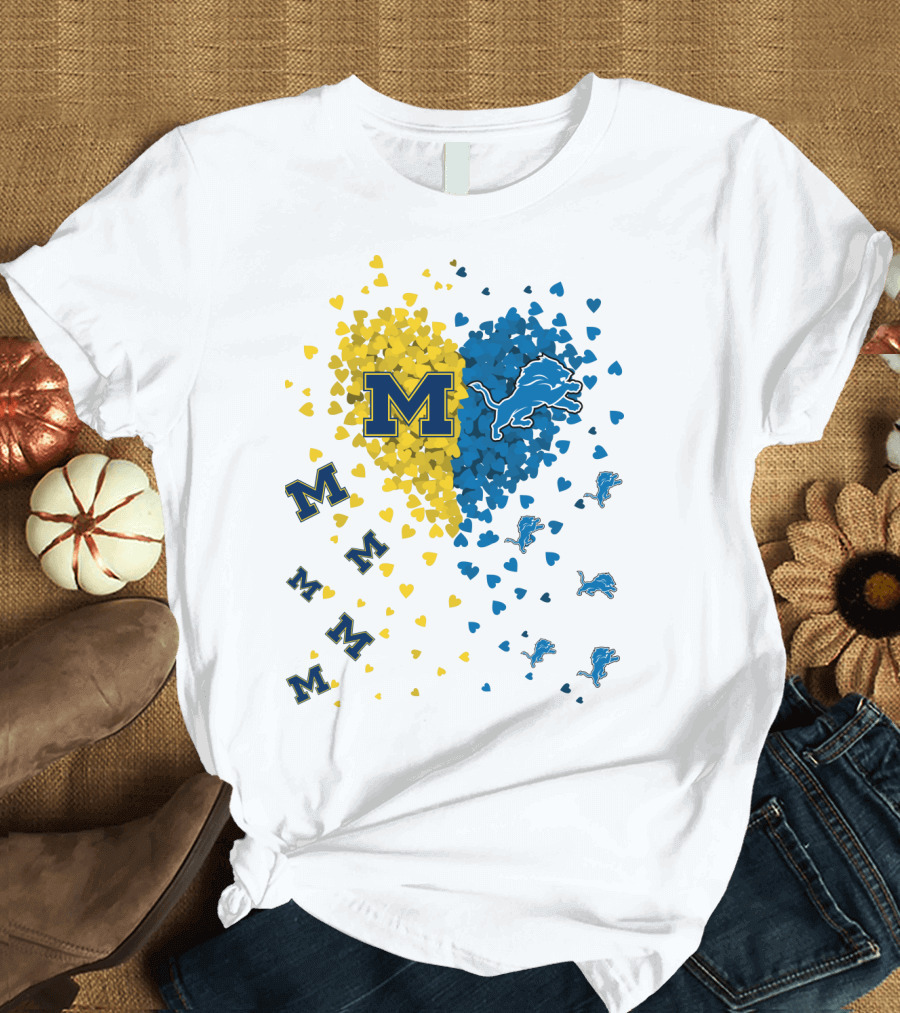 Michigan Wolverines Detroit Lions Heartburst T-Shirt