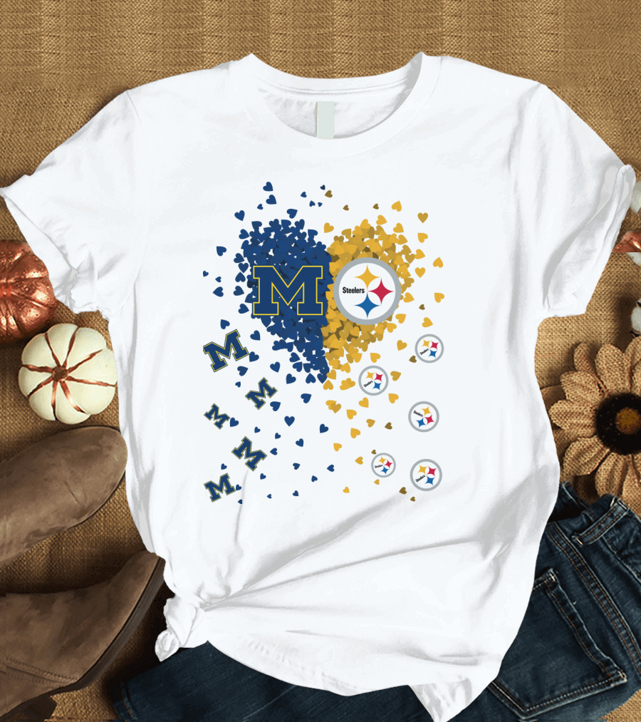 M Hearts Pittsburgh Steelers Wolverines T-Shirt