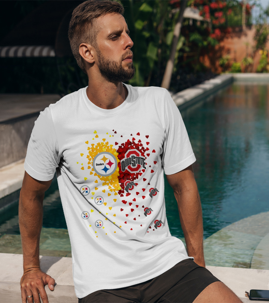 Steelers Ohio State Heart Collage T-Shirt