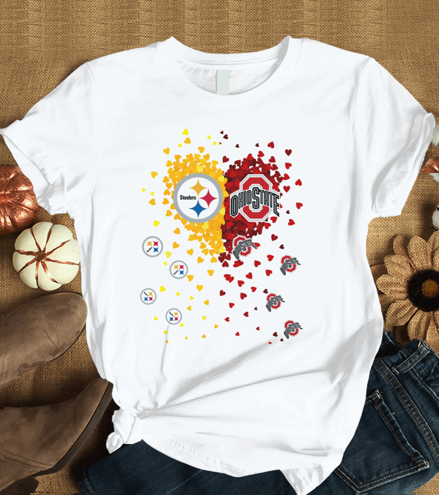 Steelers Ohio State Heart Collage T-Shirt
