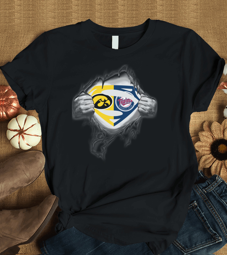 Hawkeyes Minnesota Twins Superman Hybrid T-Shirt