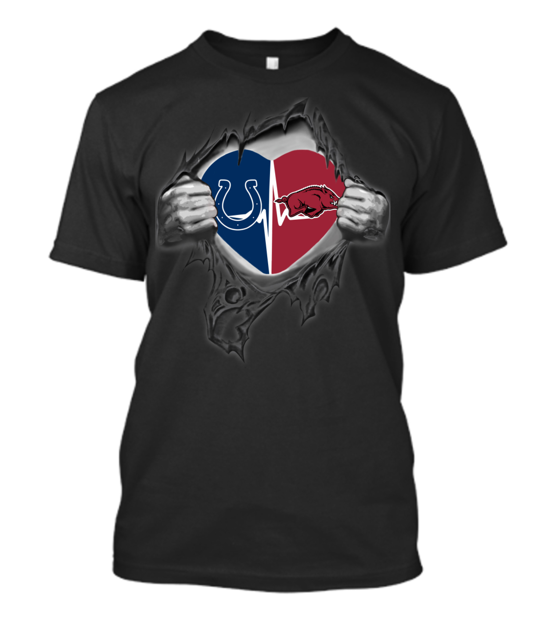Indianapolis Colts Arkansas Razorbacks Heart T-Shirt