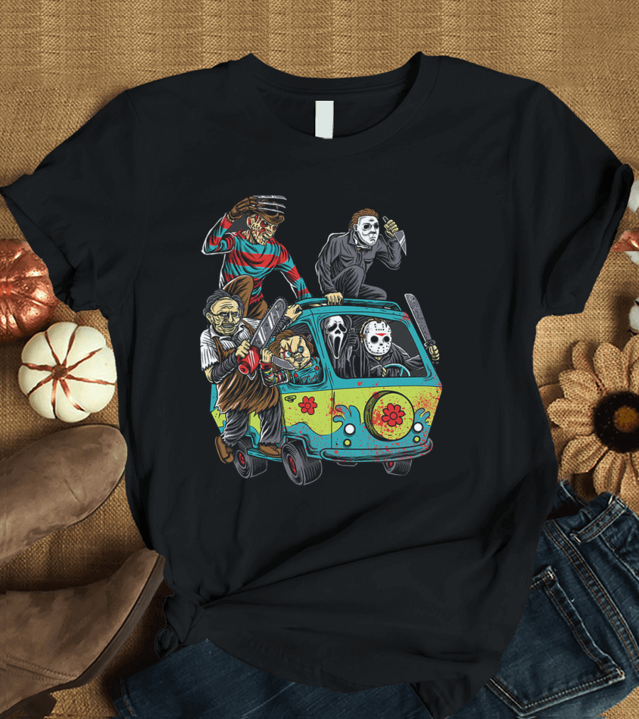 The Massacre Machine Horror Icons Funny Movie Mashup T-Shirt