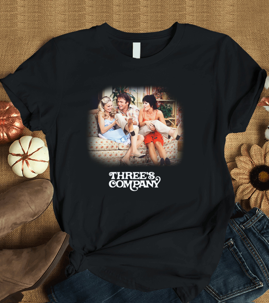 Three's Company Sitcom Cast on Floral Sofa T-Shirt