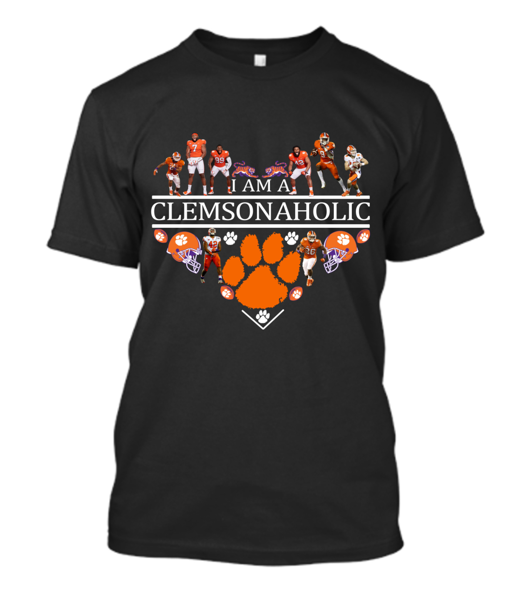 I Am A Clemsonaholic Tigers Football Heart And Players T-Shirt