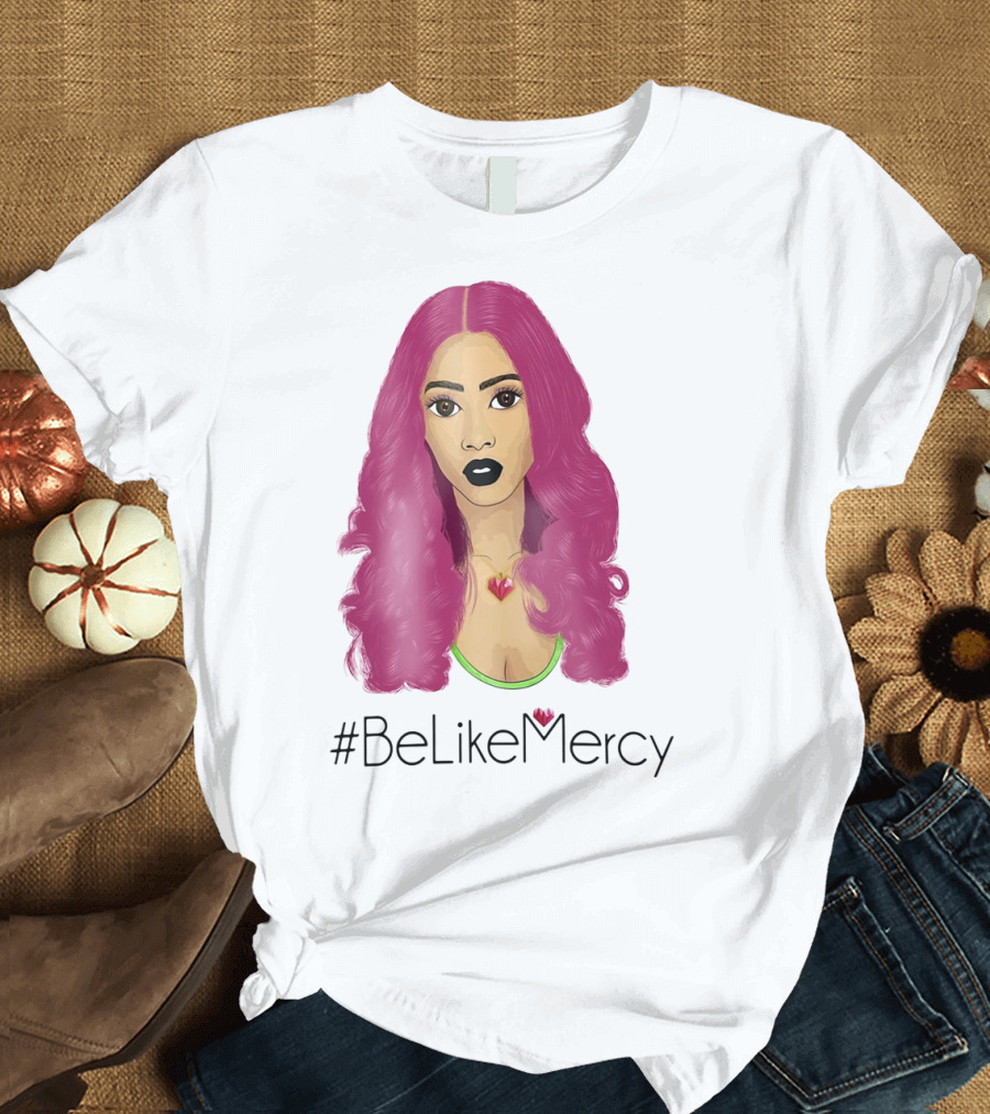 BeLikeMercy Pink Hair Black Lips Heart Necklace T-Shirt