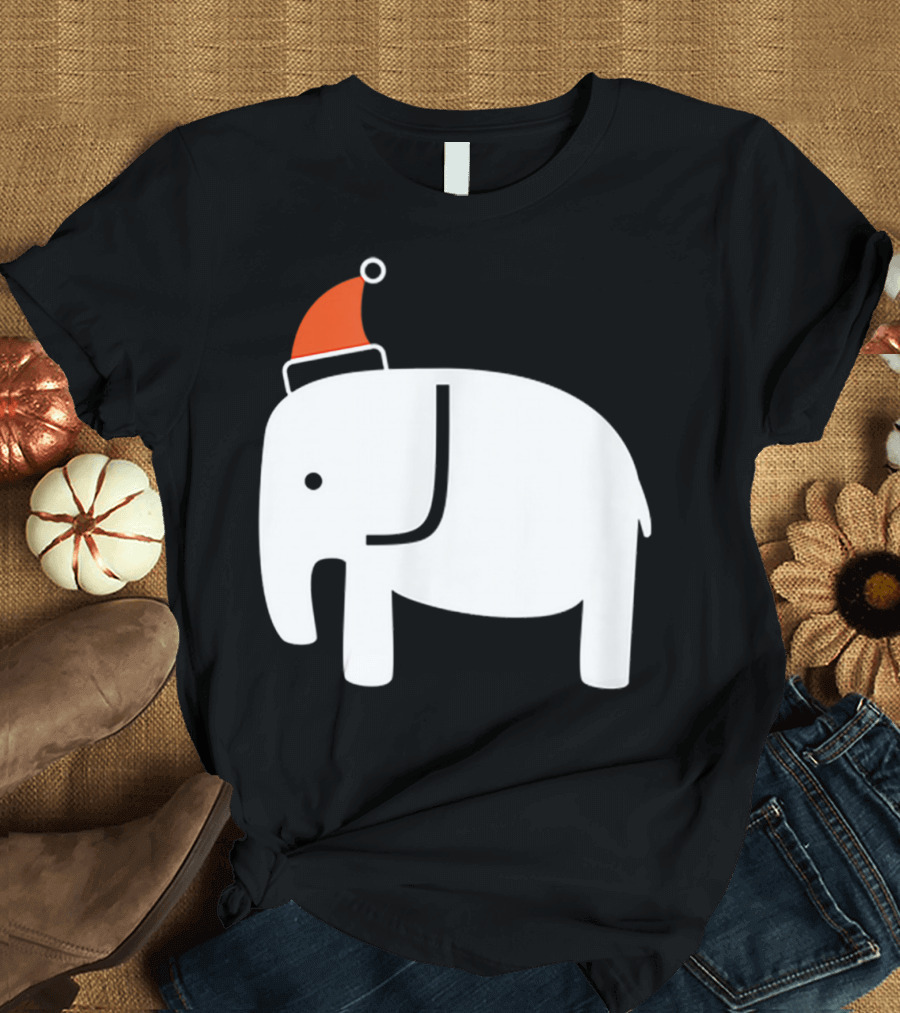 White Elephant Santa Hat Christmas T-Shirt