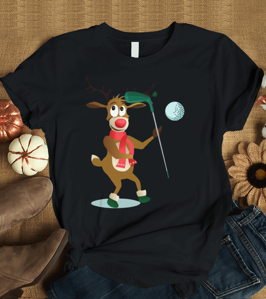 Reindeer Golf Christmas Fun T-Shirt