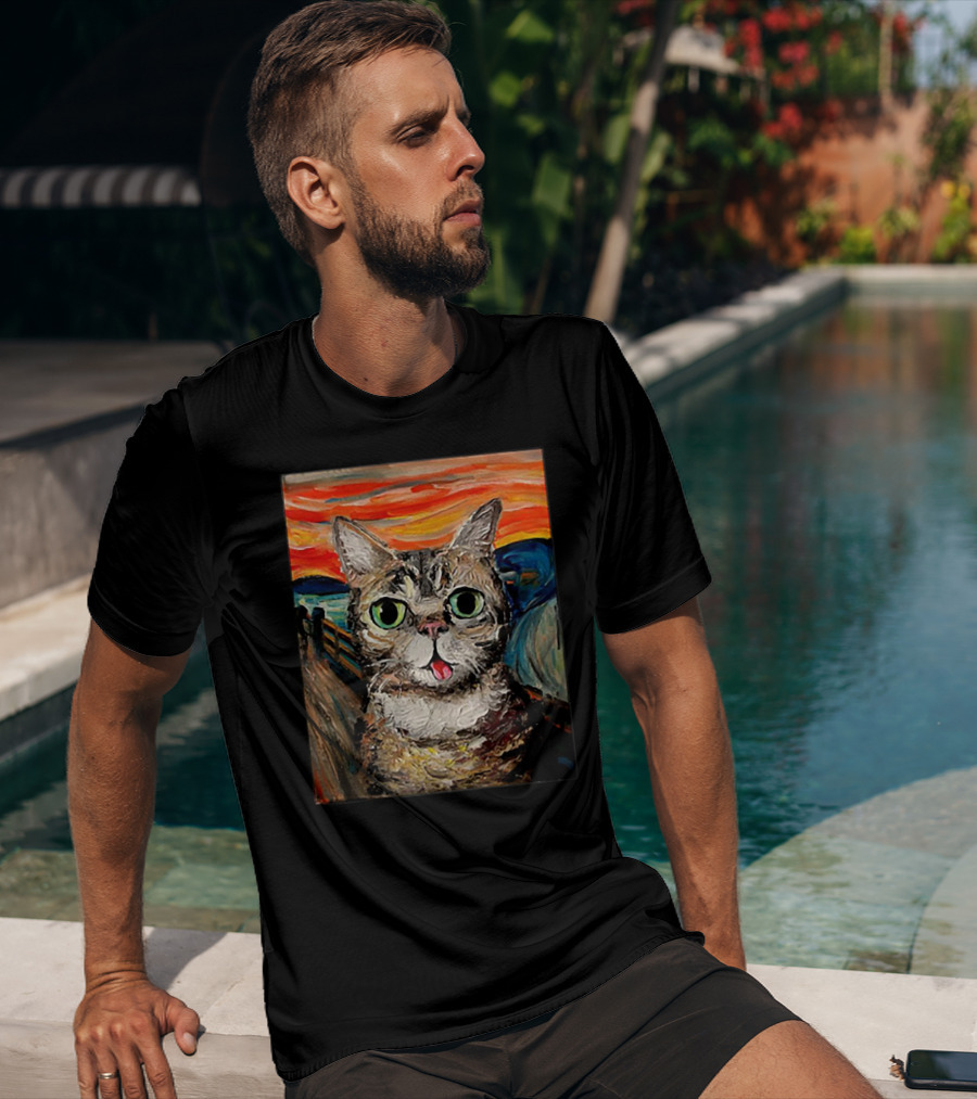 Lil Bub Cat The Scream Vincent Van Gogh T-Shirt
