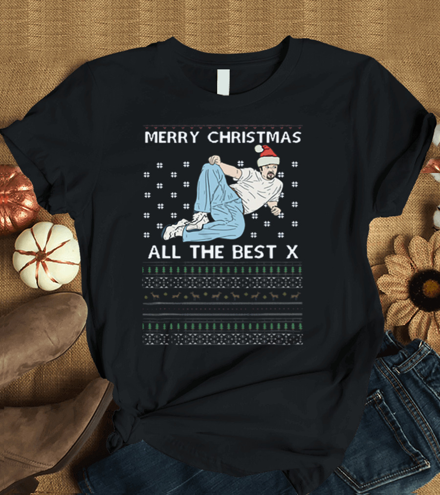 Merry Christmas All the Best X David Brent Festive Dance Santa Hat T-Shirt