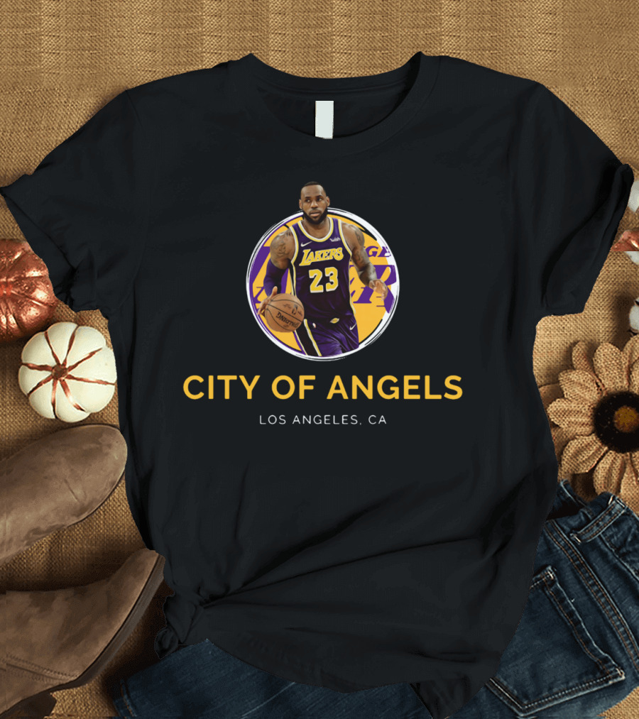 LeBron James Los Angeles Lakers #23 City Of Angels Los Angeles CA T-Shirt