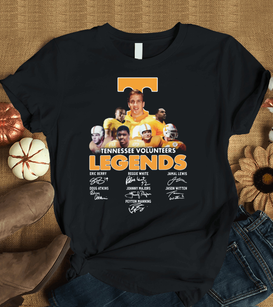Tennessee Volunteers Legends Peyton Manning Reggie White Jason Witten Signatures T-Shirt