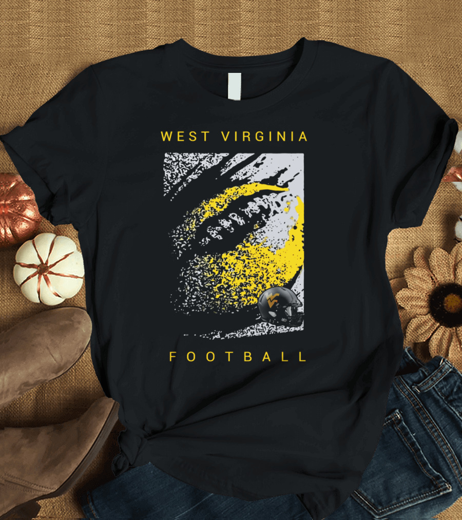 West Virginia Mountaineers Football Helmet and Textured T-Shirt