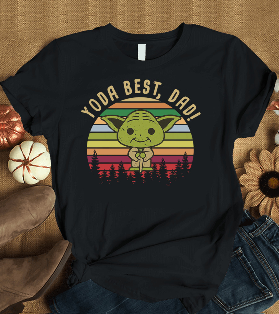 Yoda Best Dad Vintage Sunset with Baby Yoda T-Shirt