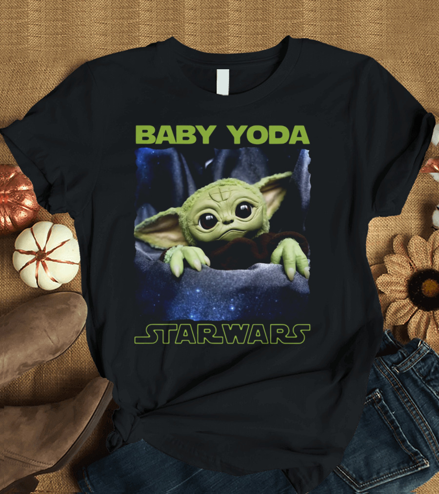 Baby Yoda Star Wars Galaxy Background T-Shirt