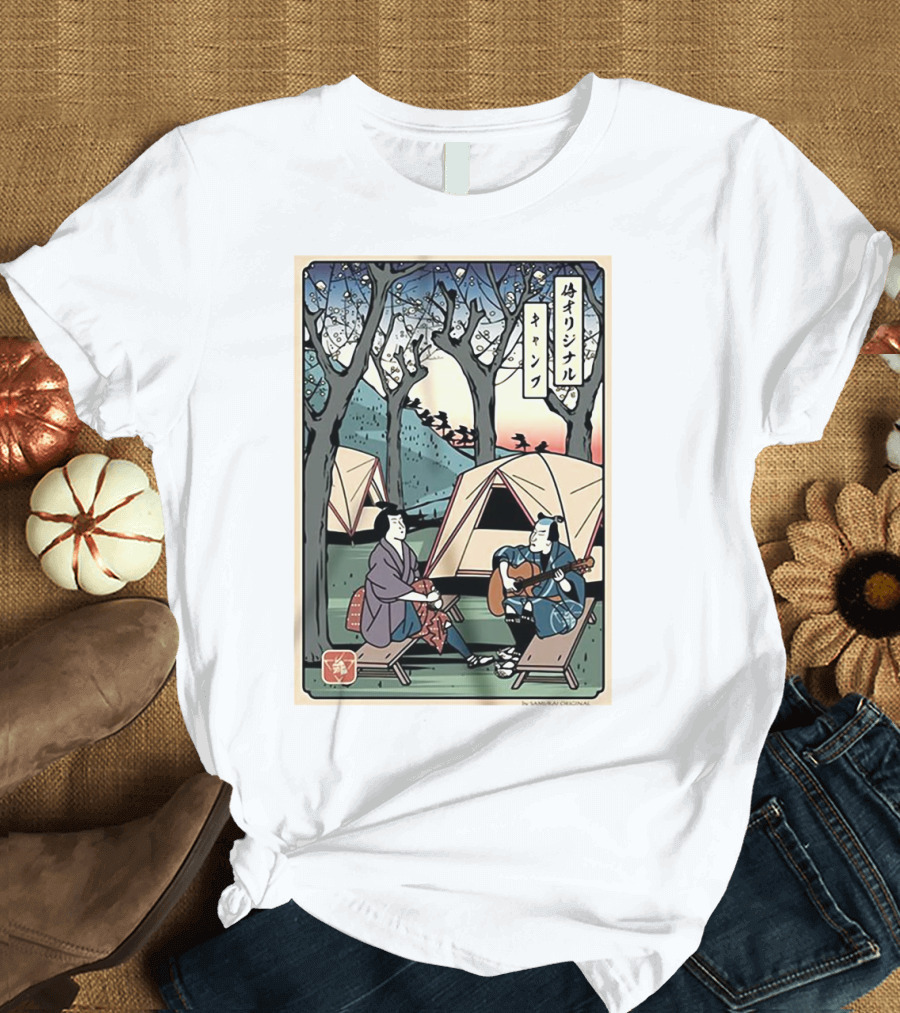 Samurai Original Camping Guitar Playing T-Shirt