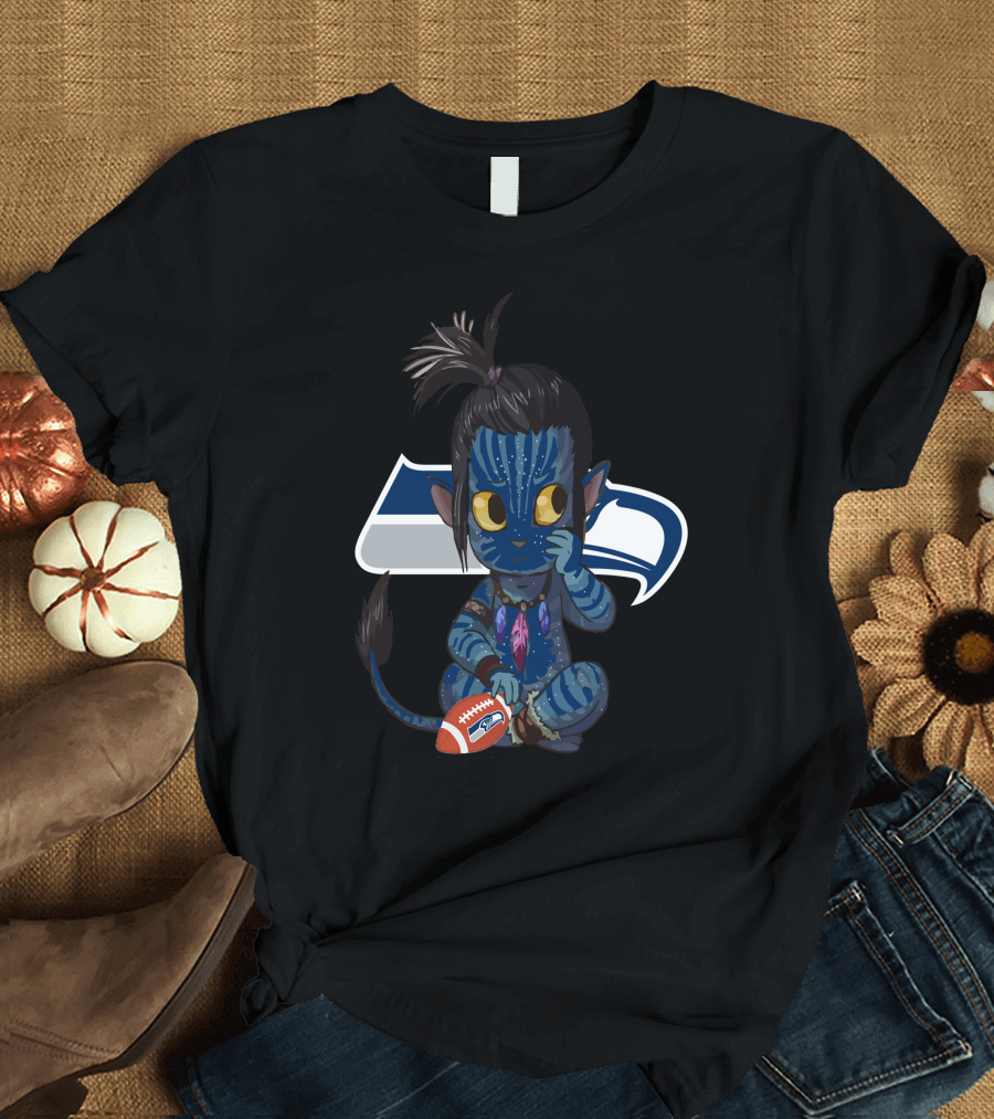 Avatar Na'vi Meets Seattle Seahawks Football Fusion T-Shirt