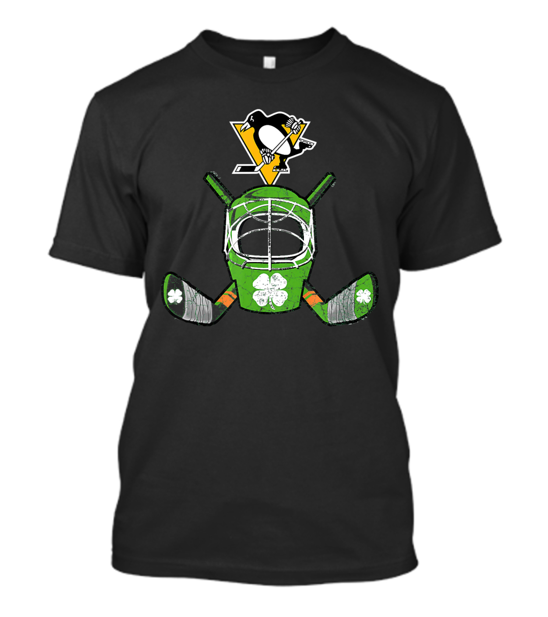 Irish Shamrock Hockey Helmet Pittsburgh Penguins Iconic T-Shirt