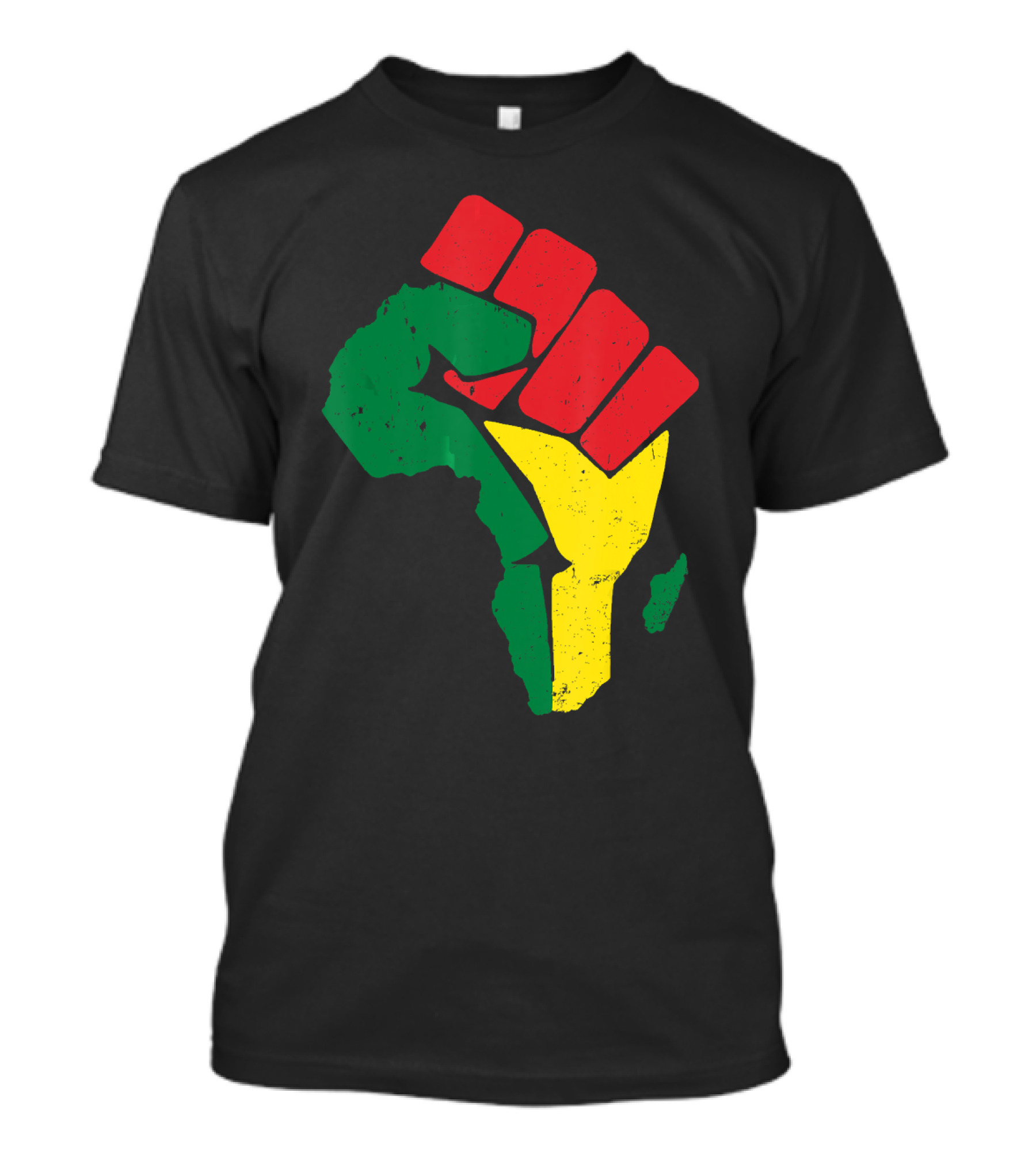 Black Fist African Map Red Green Yellow Pride Black History T-Shirt