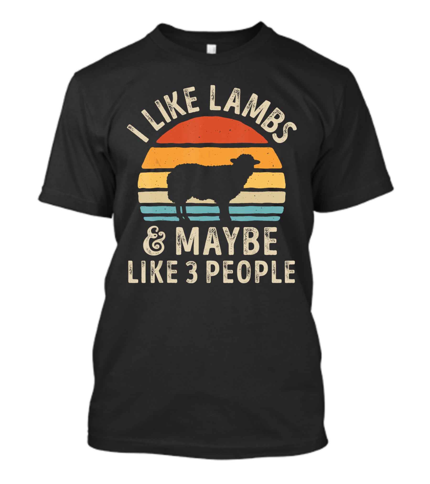 I Like Lambs And Maybe Like 3 People Retro Silhouette Lamb Farmer T-Shirt