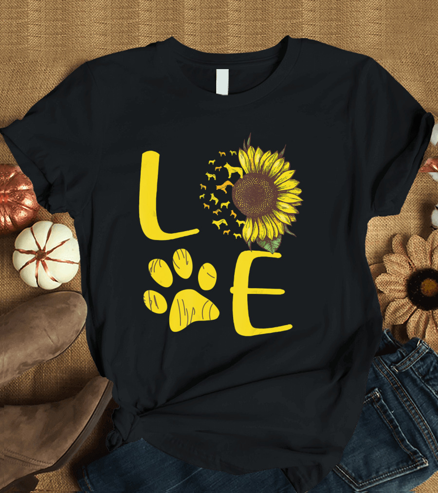 LOVE Australian Cattle Dog Paw Sunflower T-Shirt