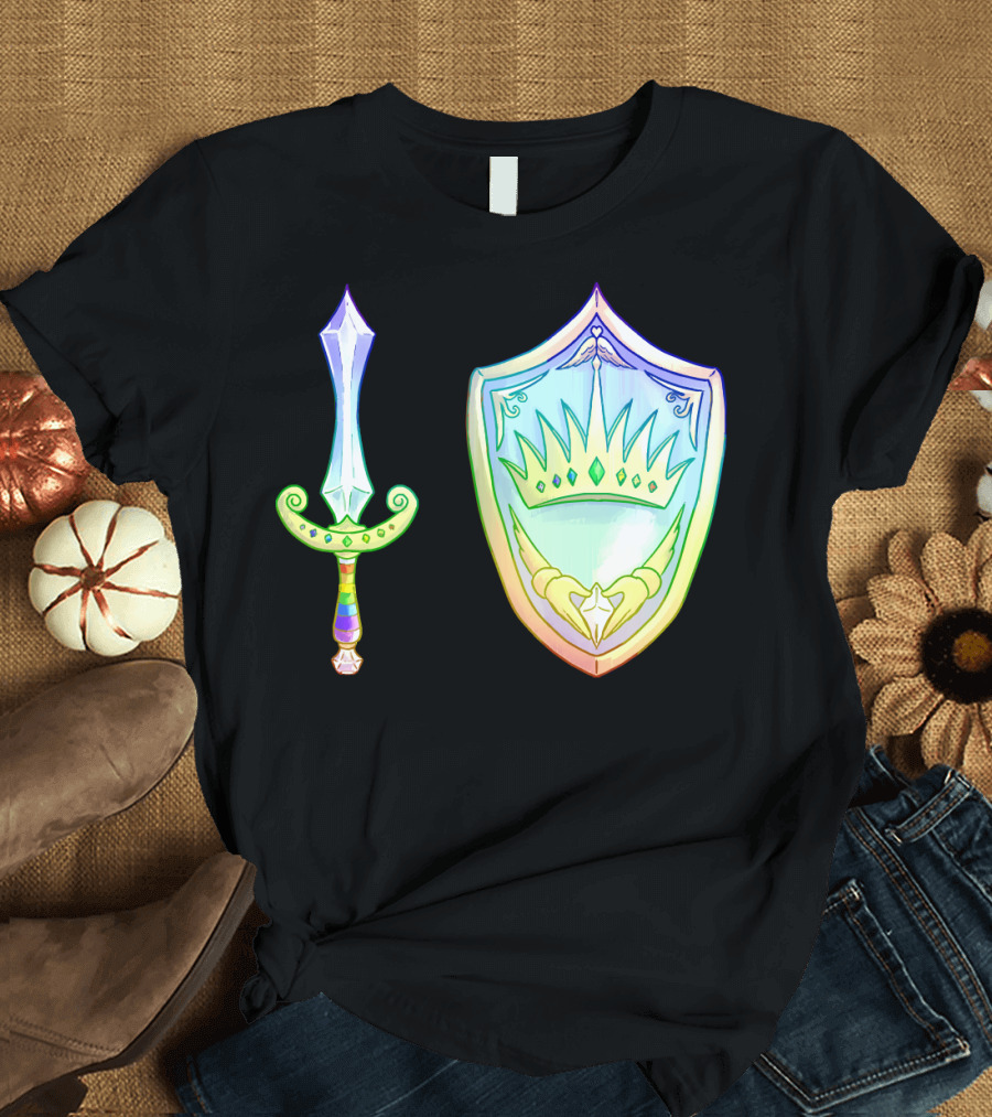 Rainbow Armory Crystal Sword Shield Crown T-Shirt