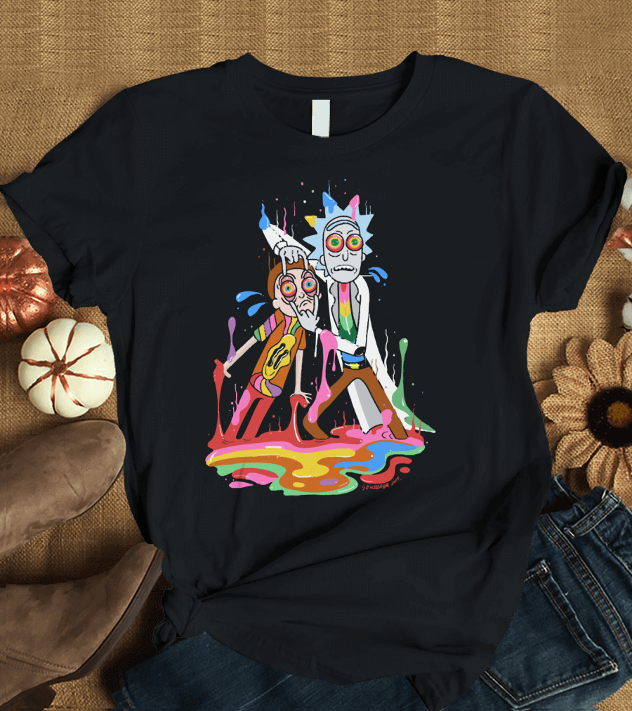 Rick Morty Tripp Psychedelic Adventure with Colorful Melting Portal T-Shirt
