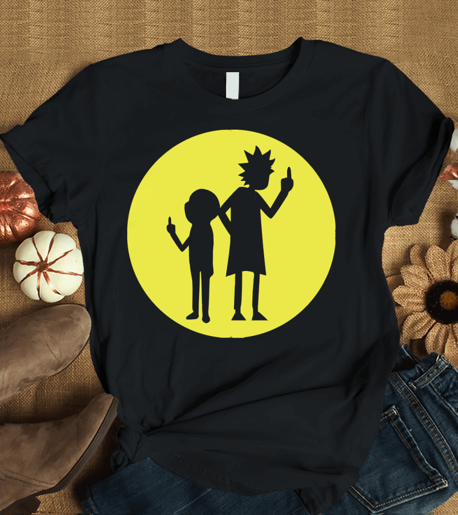 Rick and Morty Silhouette Circle Middle Finger T-Shirt