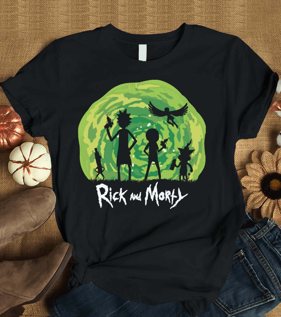 Rick and Morty Schwifty Patrol Silhouette Portal Adventure T-Shirt