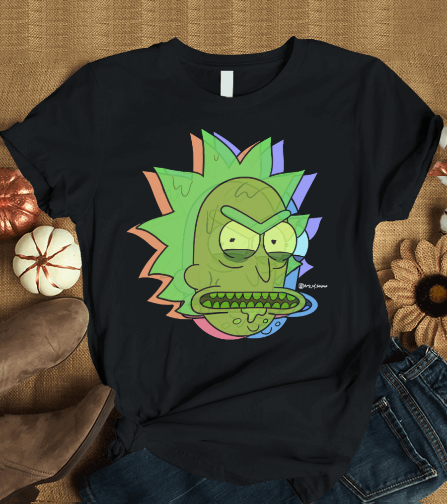 Toxic Rick Slime Face Multicolor Portal Fan T-Shirt
