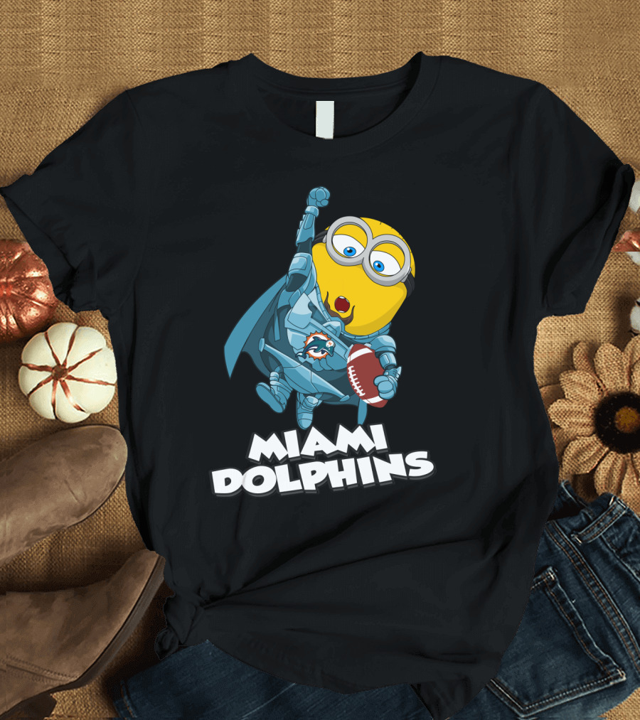 MIAMI DOLPHINS Minion Superhero Football T-Shirt