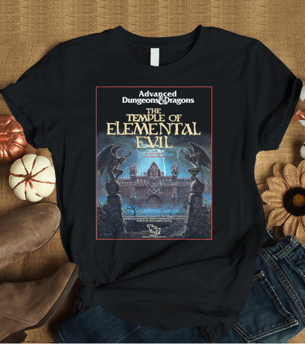 T-Shirt: Advanced Dungeons and Dragons The Temple of Elemental Evil by Gary Gygax with Frank Mentzer TSR World of Greyhawk Setting T-Shirt Advanced Dungeons and Dragons The Temple of Elemental Evil by Gary Gygax with Frank Mentzer TSR World of Greyhawk Setting T-Shirt
