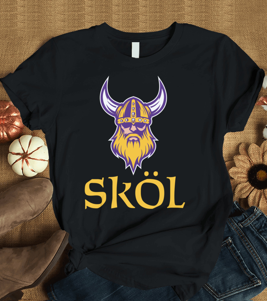 SKOL Viking Scandinavia Nordic Warrior Helmet with Horns T-Shirt