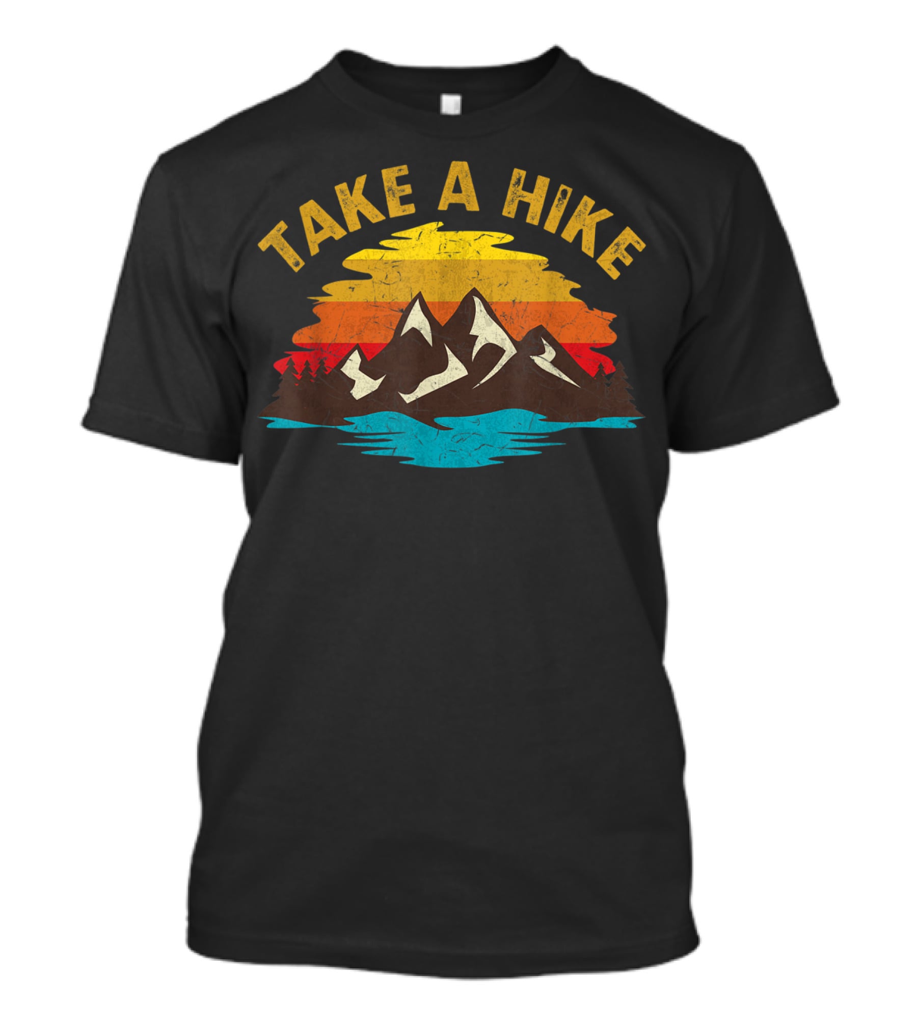 Take A Hike Vintage Style Sunset Mountains Nature T-Shirt