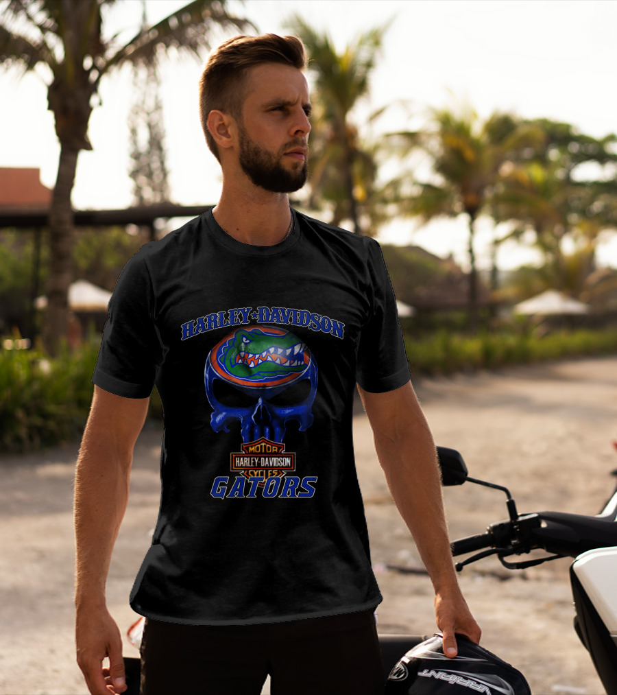 Harley Davidson Gators Skull Florida T-Shirt