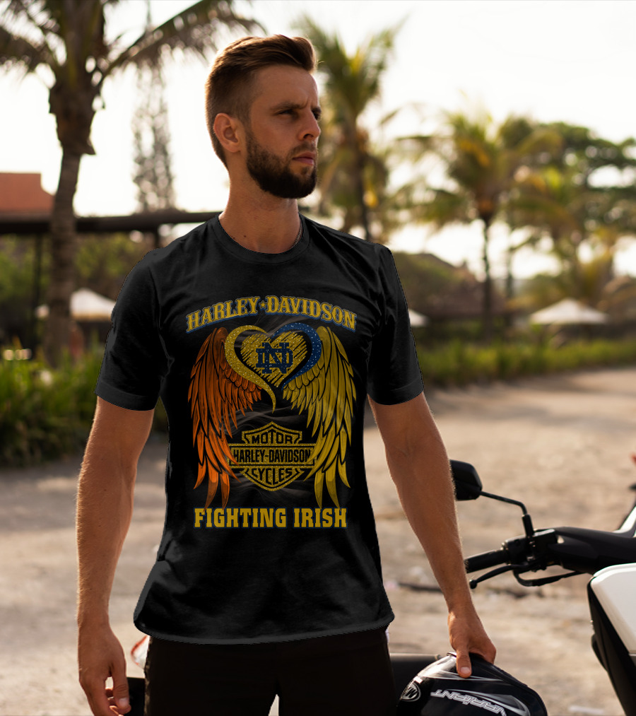 Harley Davidson Notre Dame Fighting Irish Motor Cycles T-Shirt