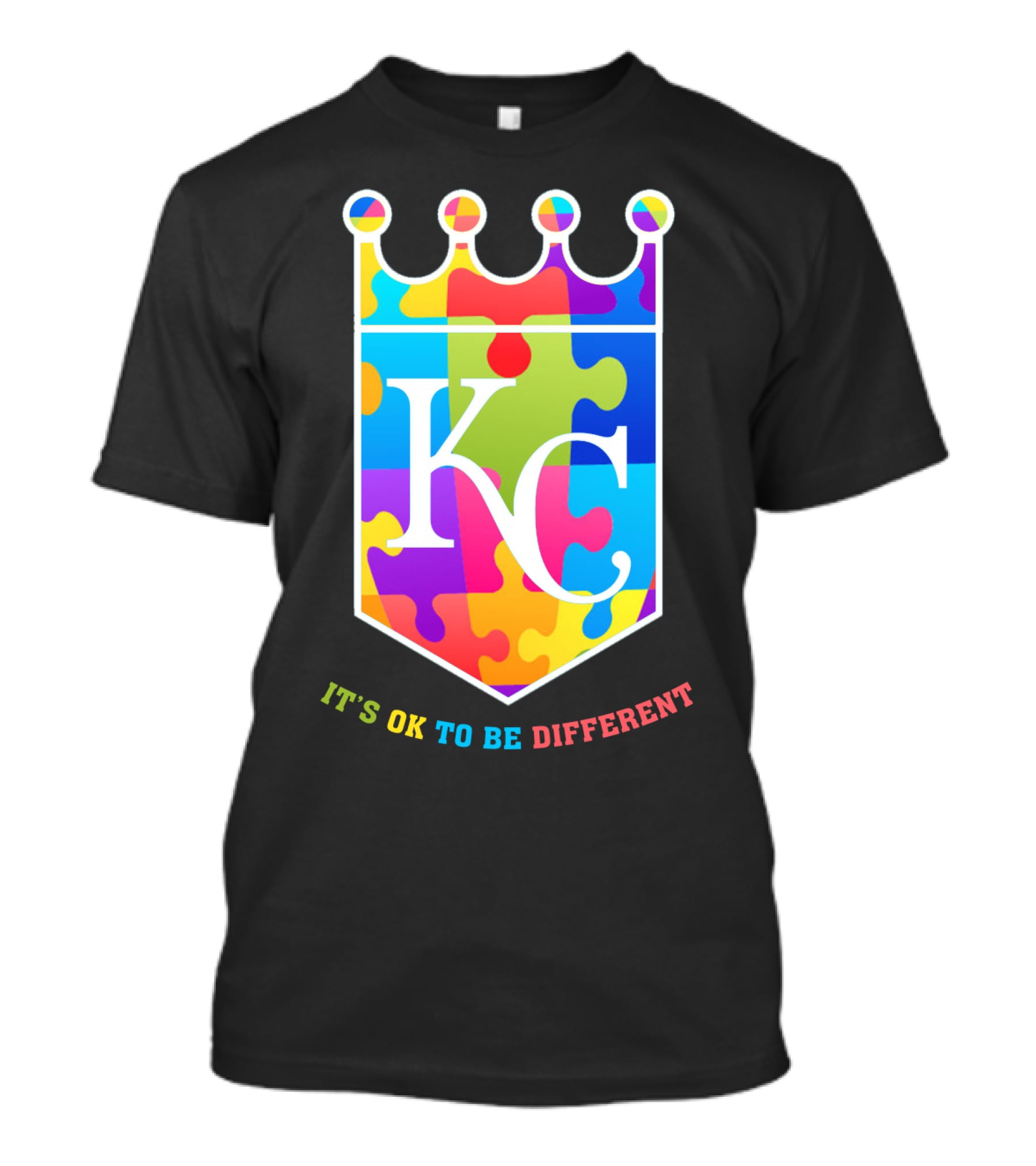 Kansas City Royals KC Puzzle Crown It's OK To Be Different T-Shirt