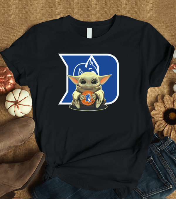 T-Shirt: Baby Yoda Basketball with Duke Blue Devils T-Shirt Baby Yoda Basketball with Duke Blue Devils T-Shirt