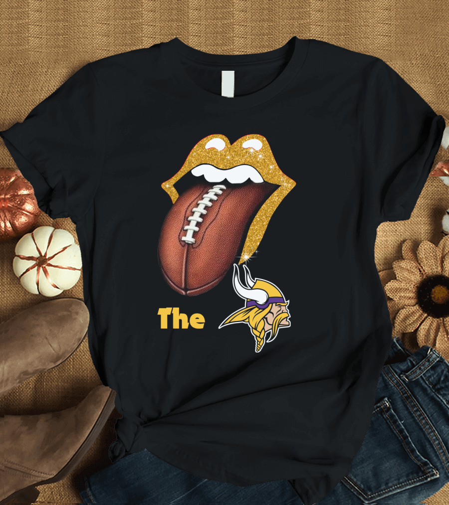 The Smile Vikings Football Logo with Classic Tongue and Glitter Highlights T-Shirt