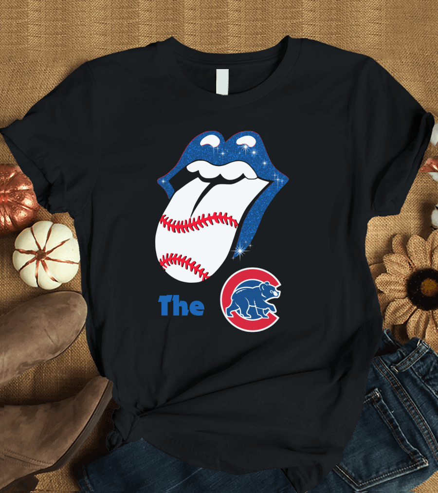 The Smile Cubs Baseball Tongue and Bear T-Shirt